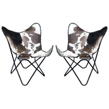 Genuine Leather Butterfly Chair Folding Lounge Modern Sling Accent Seat